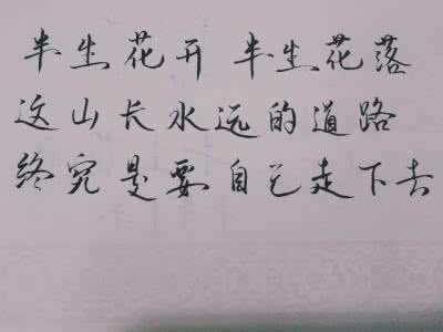 这山长水远的人世 这山长水远的道路，终究是要自己走下去