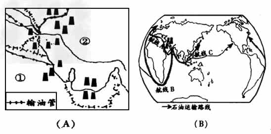 波斯湾石油储量 波斯湾石油储量 读“世界主要石油运输路线图”，回答下列各题小题1:目前石油储量、生产量最大，输出石油最多的地区是()