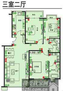 三室两厅开关插座布局 一室二室三室 三套居室开关插座布局