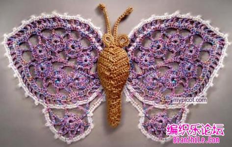 钩布结合家居饰品图解 家居饰品 美丽的钩针贴花蝴蝶的钩法步骤