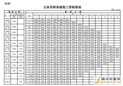 2017公务员工资标准表 公务员职务级别工资标准表