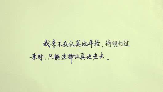 认真的年轻 我来不及认真地年轻,待明白过来时,只能选择认真地老去!