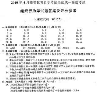 组织行为学试题及答案 组织行为学试题及答案 组织行为学试题及答案_组织行为学试题及答案