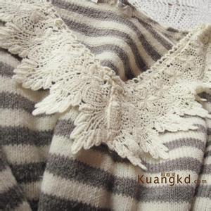 毛线镂空毛衣钩针图片 前短后长藏蓝色镂空衣之钩针假领