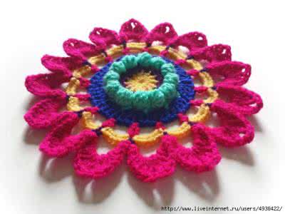 钩针大的花朵视频教程 钩针教程----装饰大花