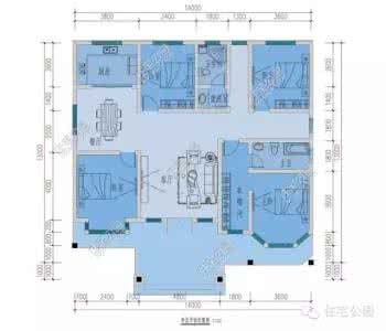 户型全景图 精品单层户型14×13米 全图 预算