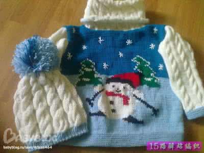 毛衣编织图案小雪人编 雪人图案编织宝宝套头毛衣（图解）