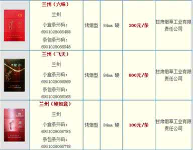 兰州香烟多少钱一包 兰州香烟价格表图 兰州香烟多少钱一包