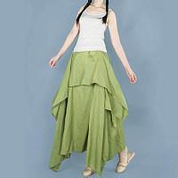 粉萝钩针编织裙子视频 【女款系列】粉绿色丝棉钩织结合侧开叉长款外披