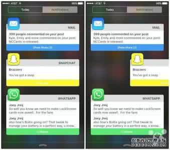 越狱通知栏插件 nccards iOS9越狱插件NCCards 修改通知中心呈Apple Watch卡片样式