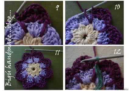 钩针编织花朵视频教程 钩针教程----配色花