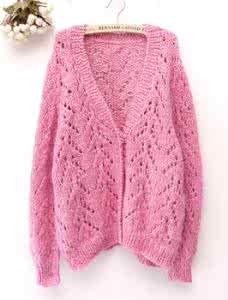 儿童棒针开衫花样 【棒针】粉色镂空开衫 ~爱花样