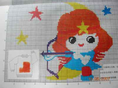 毛衣编织配色提花图案 儿童毛衣配色图案58——人物4：小天使