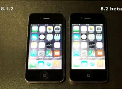 垫下巴前后对比照 iPhone 4S下iOS 8.0.2对比7.1.2